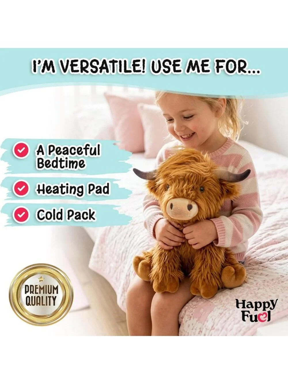Highland Cow 1.5 Lb Weighted Plush Microwavable Heating Pad Cozy Cow Toy